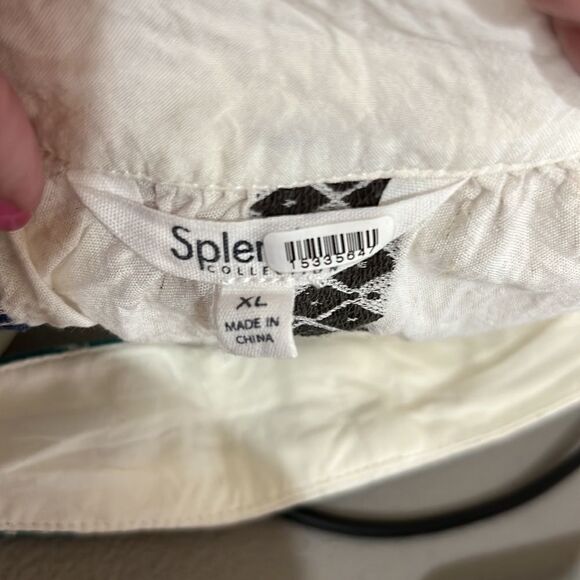 Splendid Elian Square Neck Tank Top size XL cream/teal - Picture 12 of 14